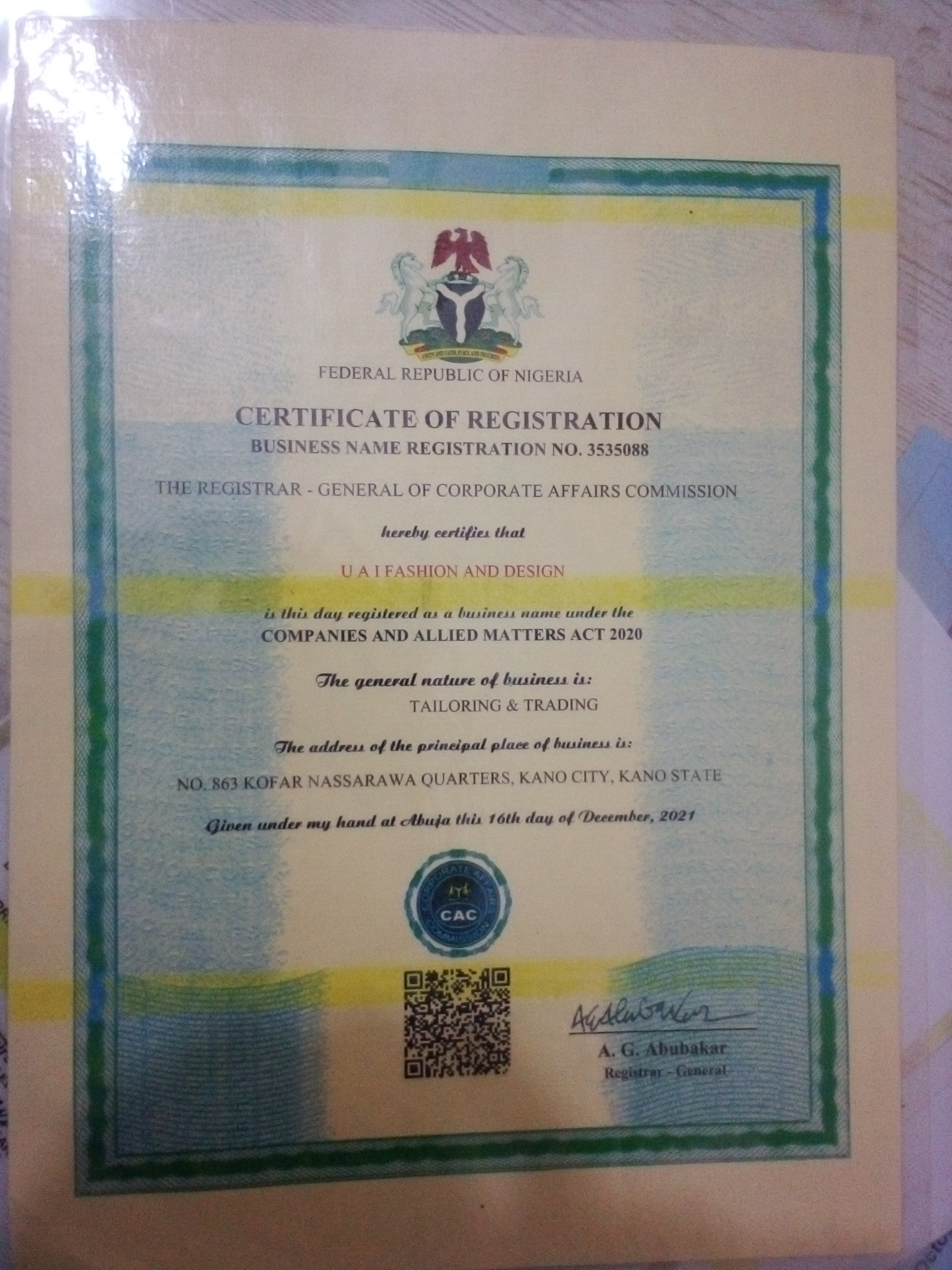 CAC Business Certificate